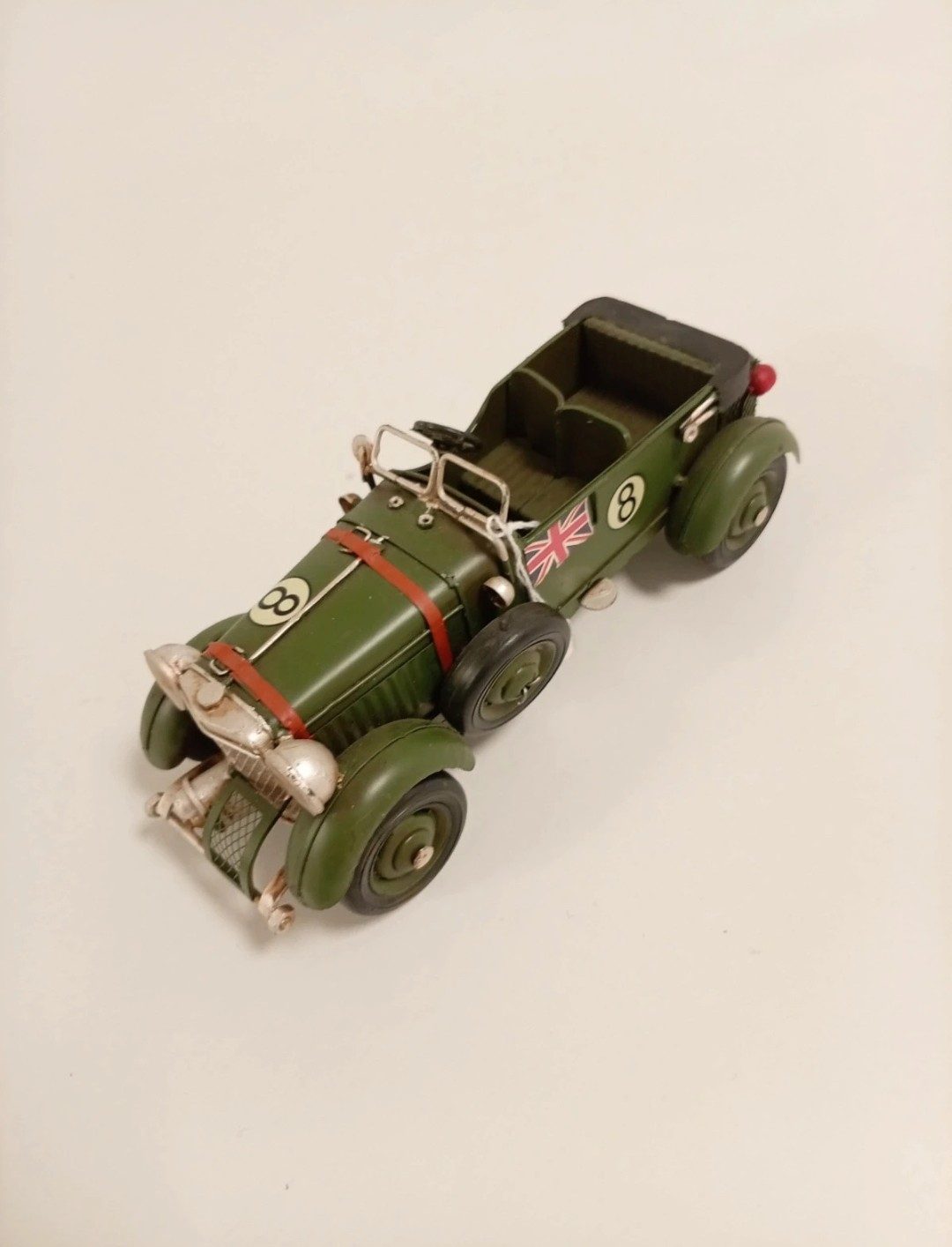 Vintage Small Brooklands Blower Style Racing Car – Classic Racing Green Collectible, 23cm Retro Disp