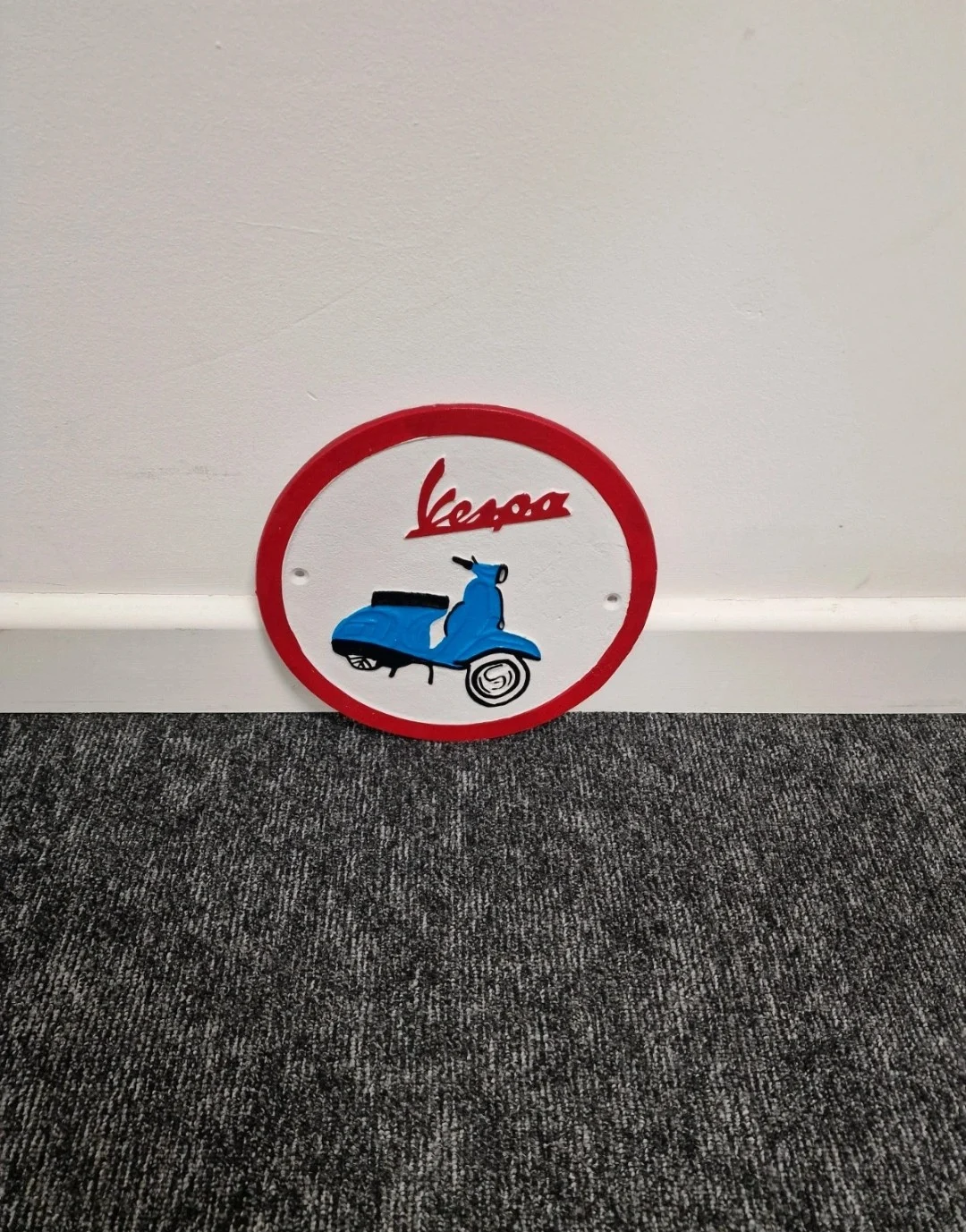 New Reproduction Round Vespa Wall Plaque - Cast Aluminium