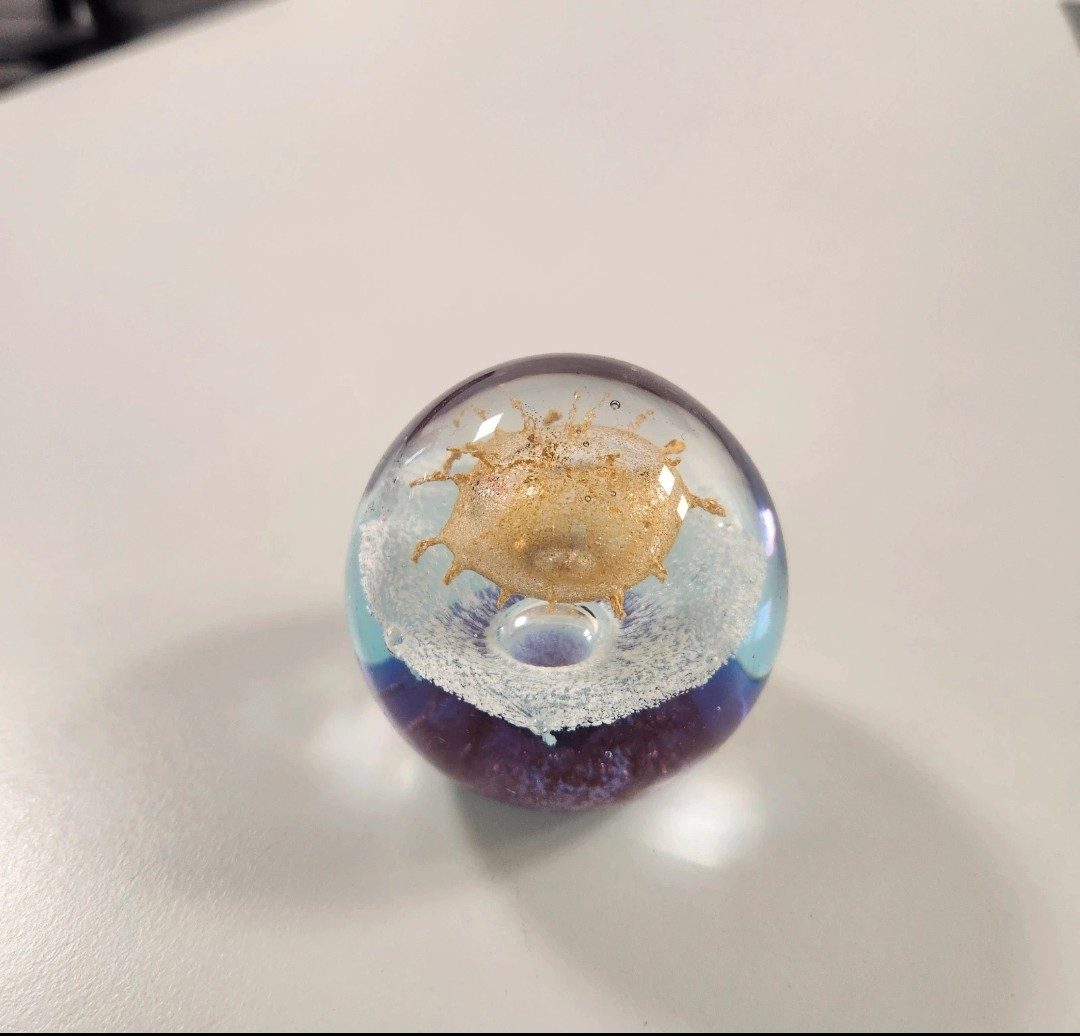 Globe Hand Blown Art Glass Paperweight 3"