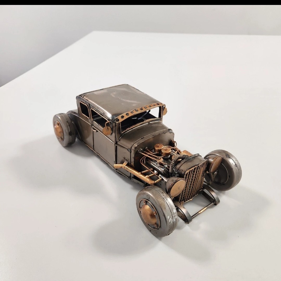 New Hot Rod Drag Racer - Polished Metal - 32cm Polished Metal Showpiece