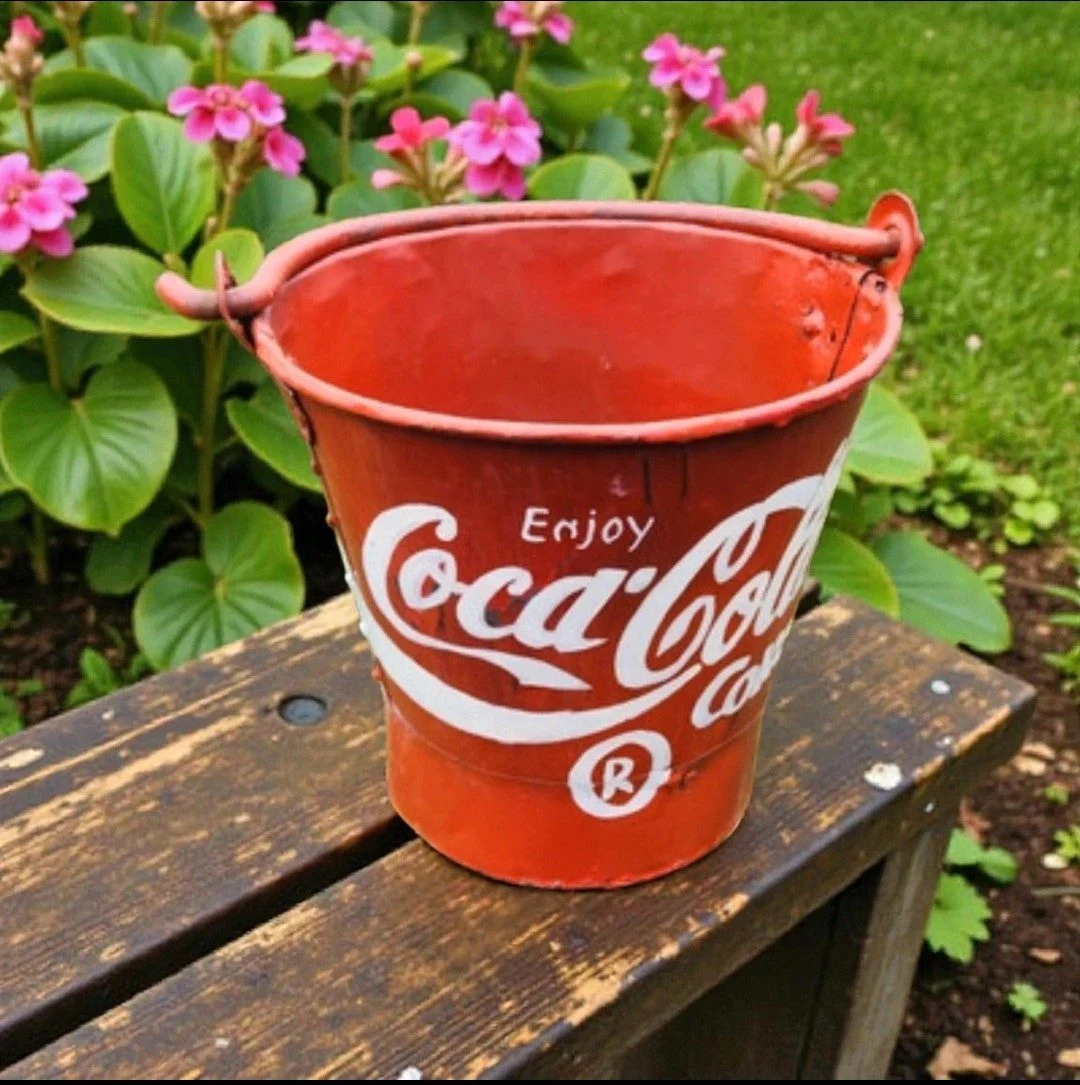 Extra Large Red Rustic Retro Iron Coke Cola Bucket
