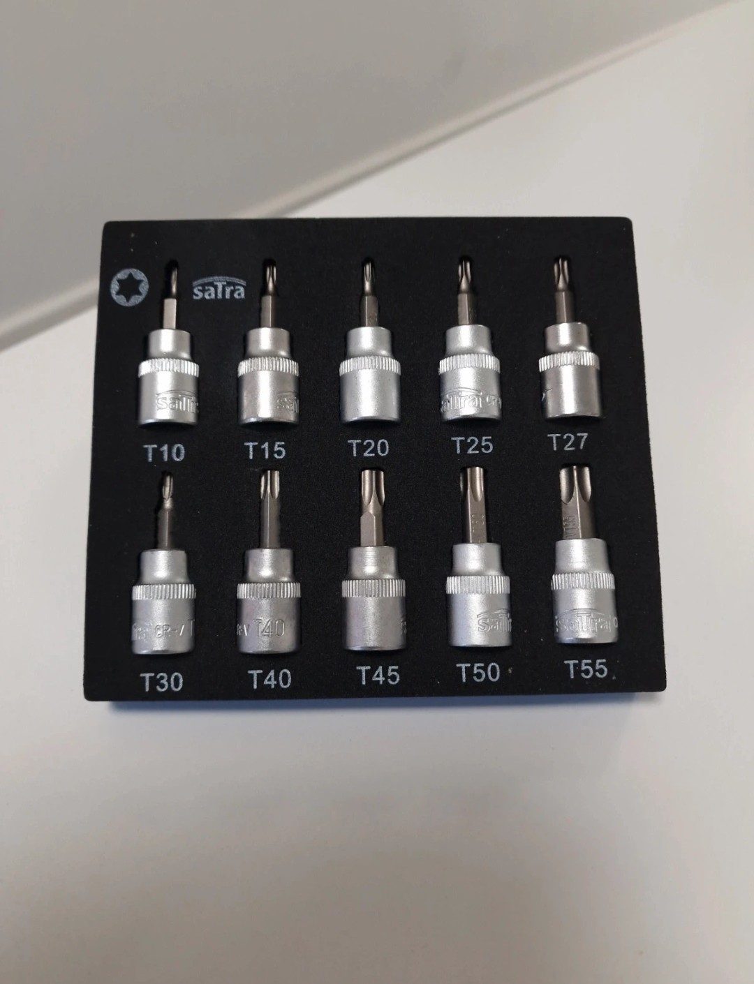 New SATRA S-H138NT 10pc 3/8″ Dr Security Star/ Torx® Socket Bit Set – Insert Foam