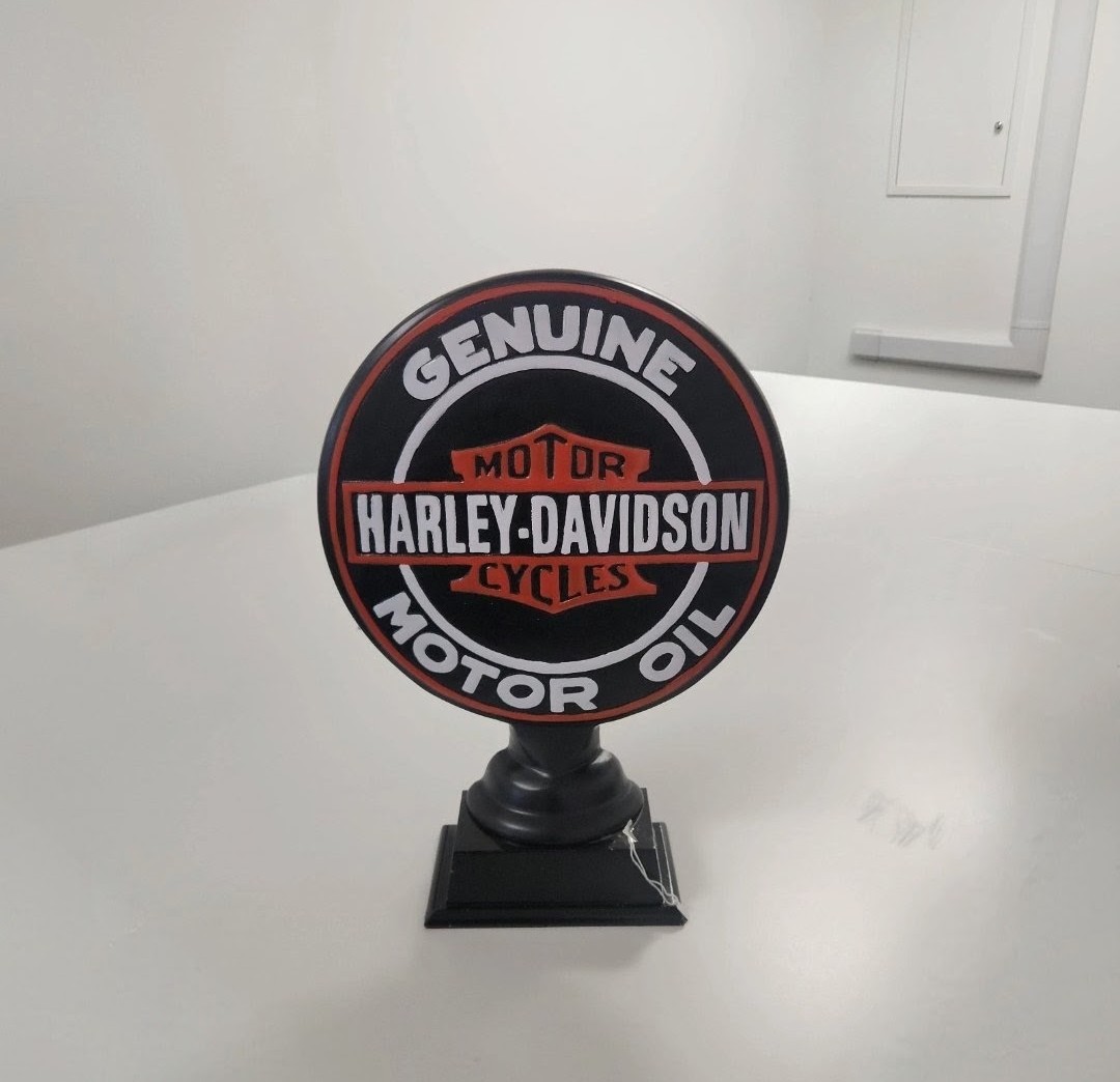 Cast Iron Harley Davidson Globe Sign - Vintage Style Garage Decor
