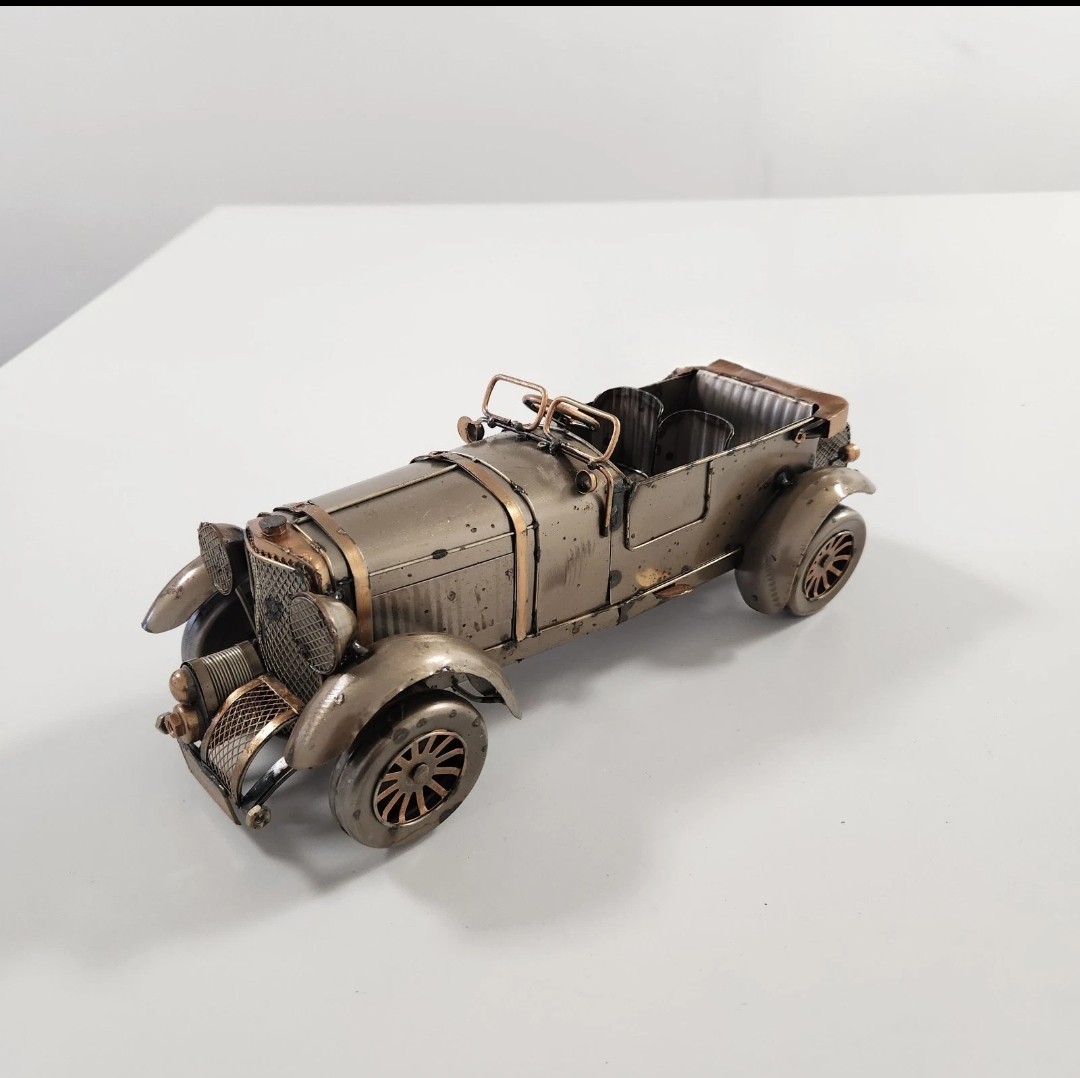 New Vintage Brooklands Blower Racer – Polished Metal Classic Car 32cm