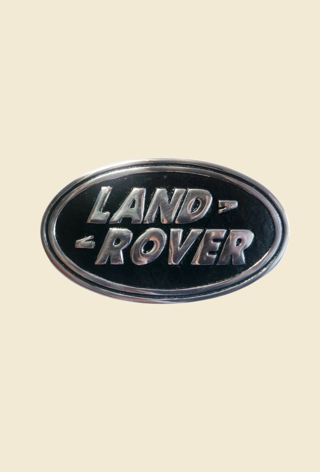 New Reproduction Land Rover Metal Sign – Black & Silver Automotive Garage Decor Classic 4x4 Wall Pla
