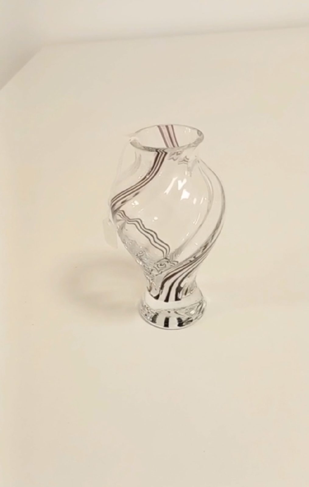 Scottish Caithness Black & White Glass Vase Flamenco Black & White Swirl Vase