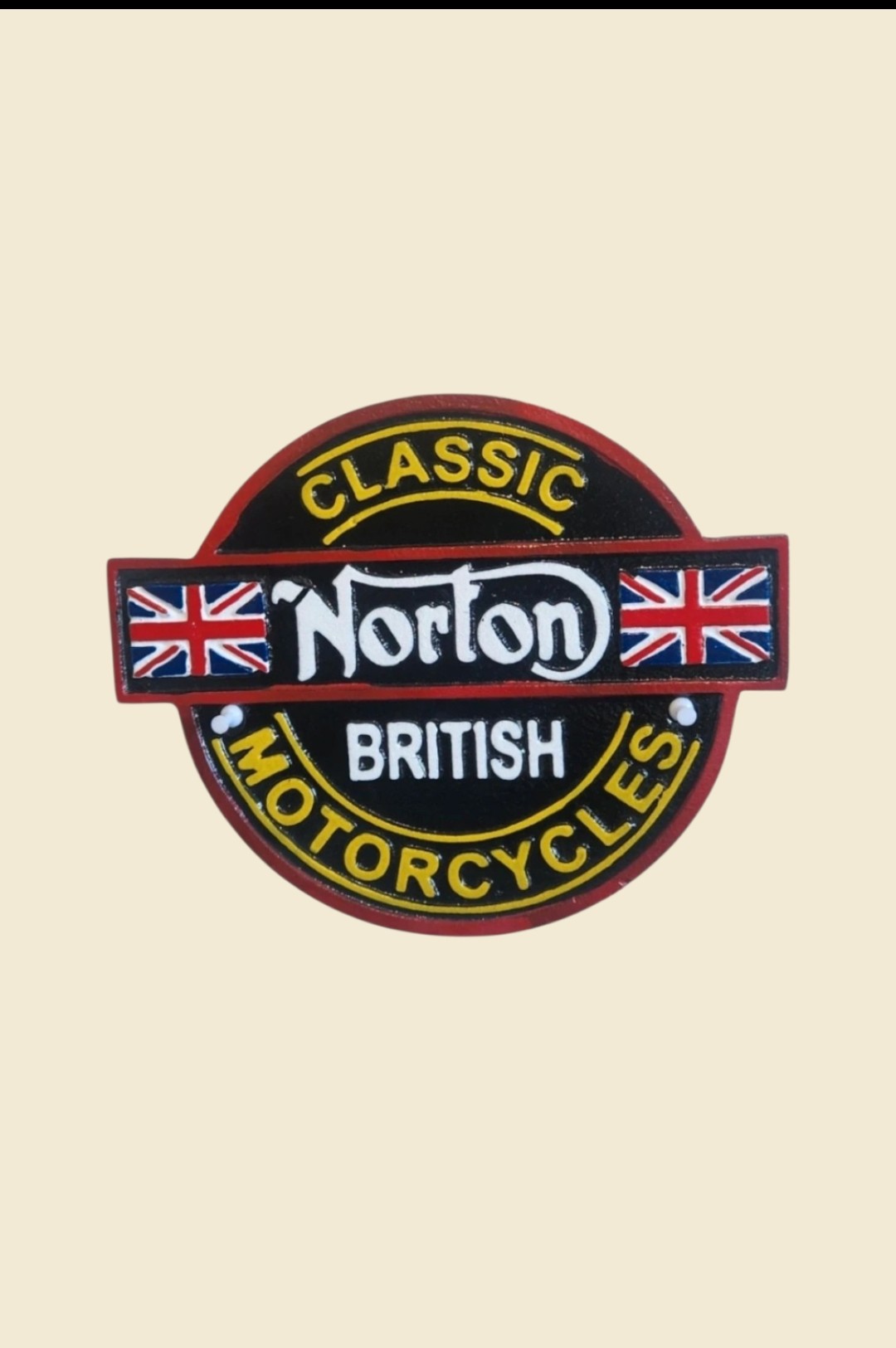 New Cast Iron Classic Norton Motorcycles Sign – British Flag Garage Decor
