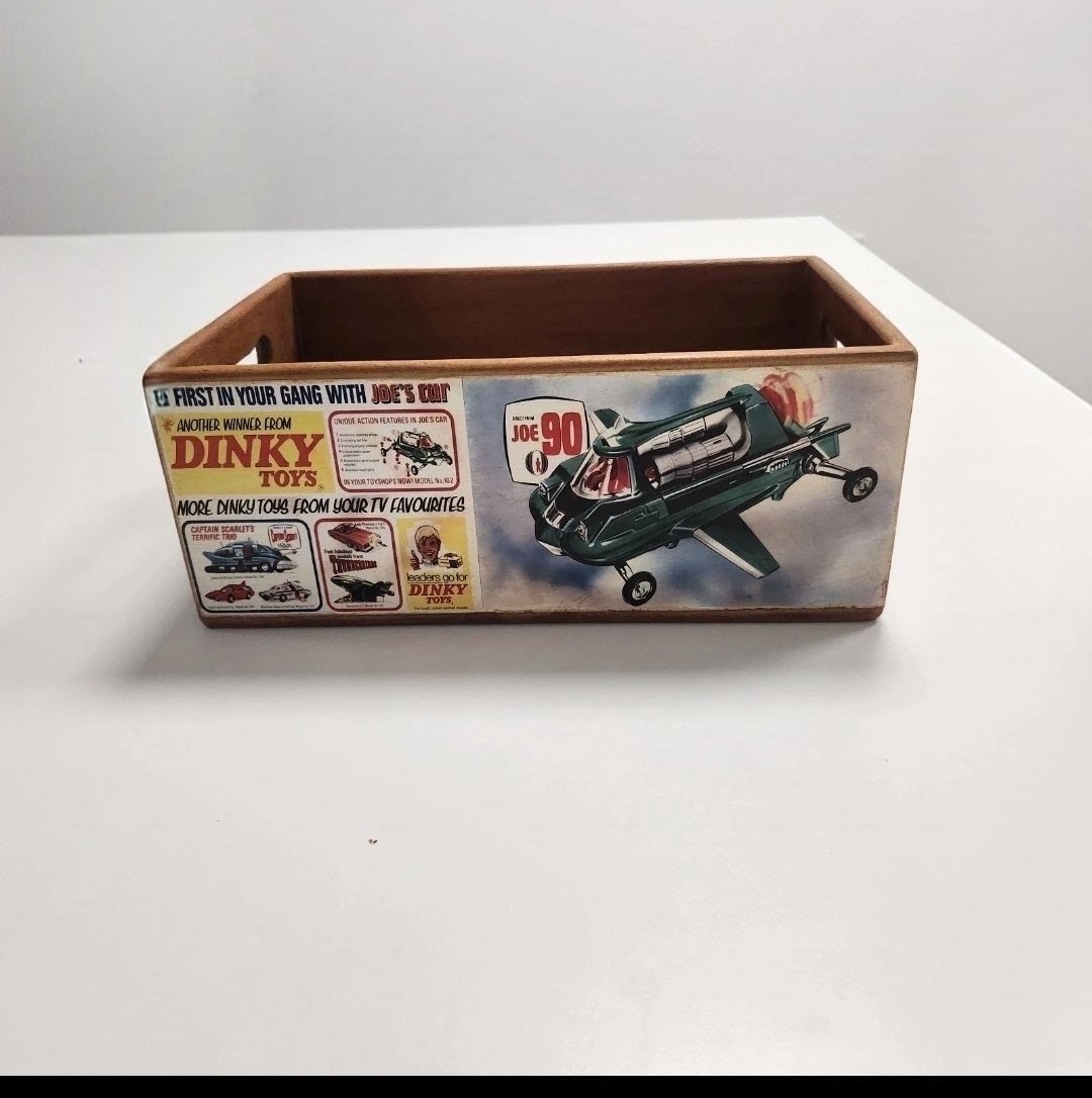 New Extra Large Vintage Dinky Toys Wooden Storage Box / Desk Organiser – Retro Joe 90 Collectors Dis