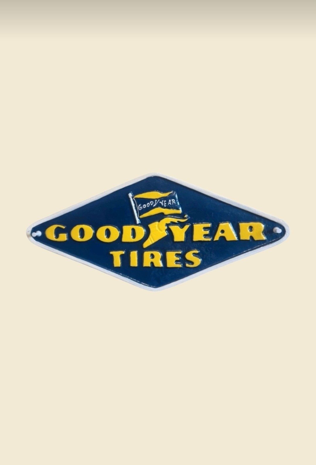 New Goodyear Tires Vintage Cast Iron Wall Sign Blue,Yellow