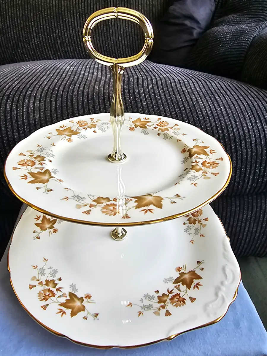 Vintage Colclough  2-Tier Bone China Cake Stand