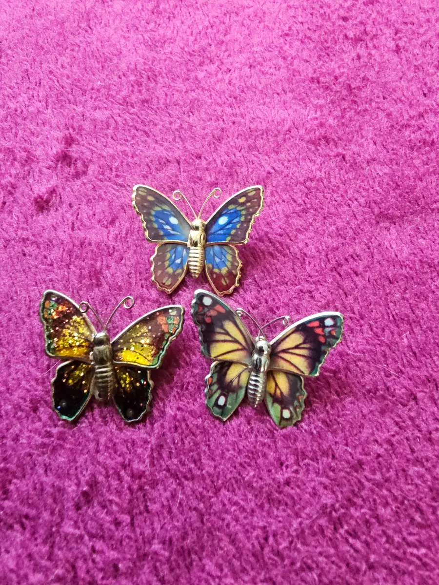 Set of 3 Butterfly Brooches