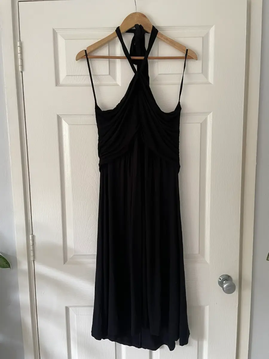 Y2K Vintage The White Company Black Halterneck Midi Dress, Size XL