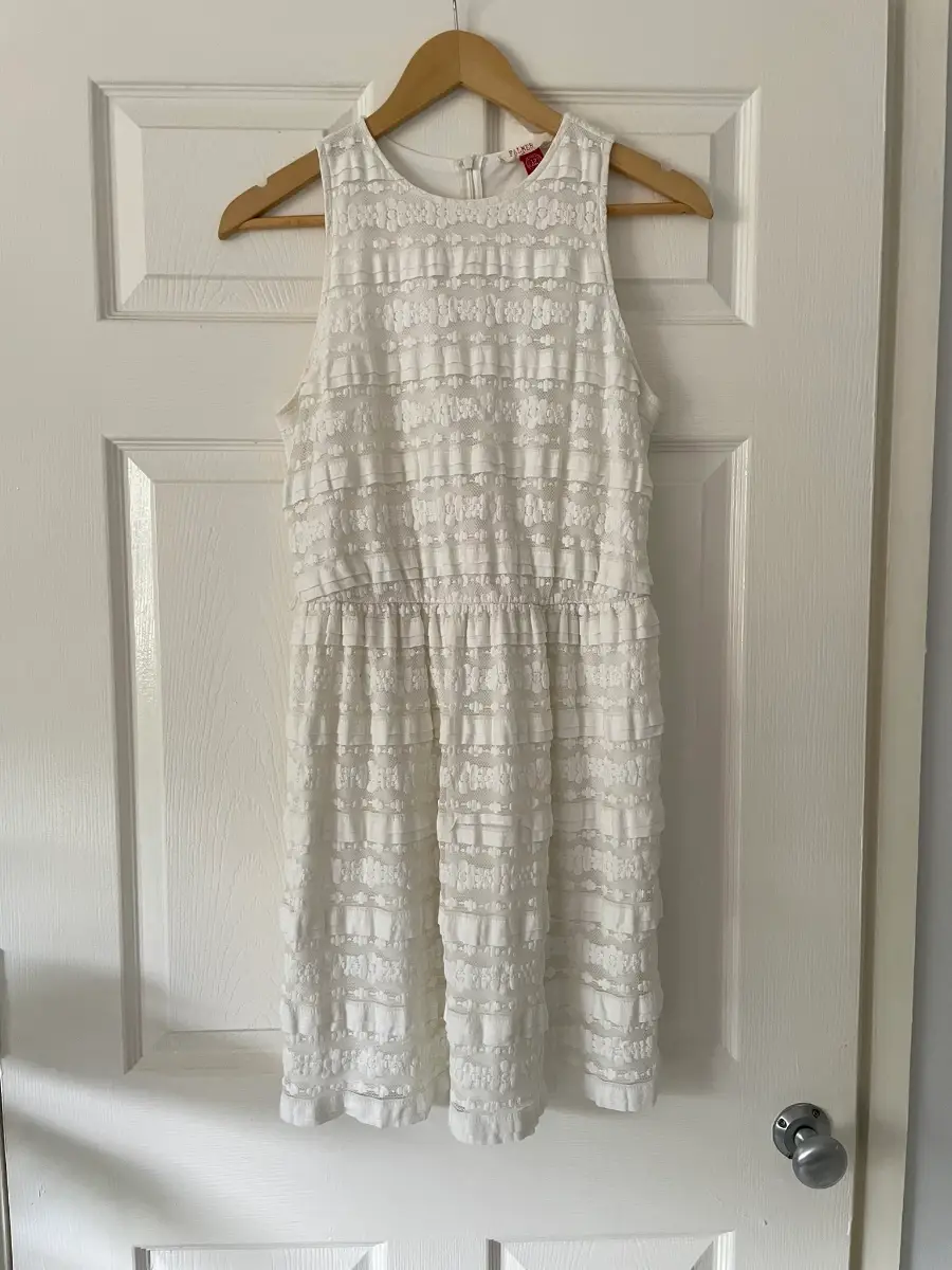 Falmer Heritage White Lace Skater Dress, Lined, Cotton Blend, Size 12