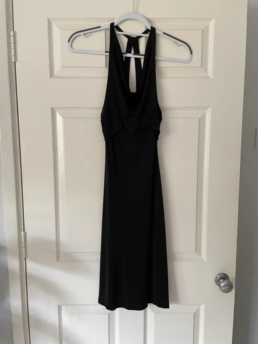 Y2K Miss Sixty Black Cowl Neck A Line Dress, Size S