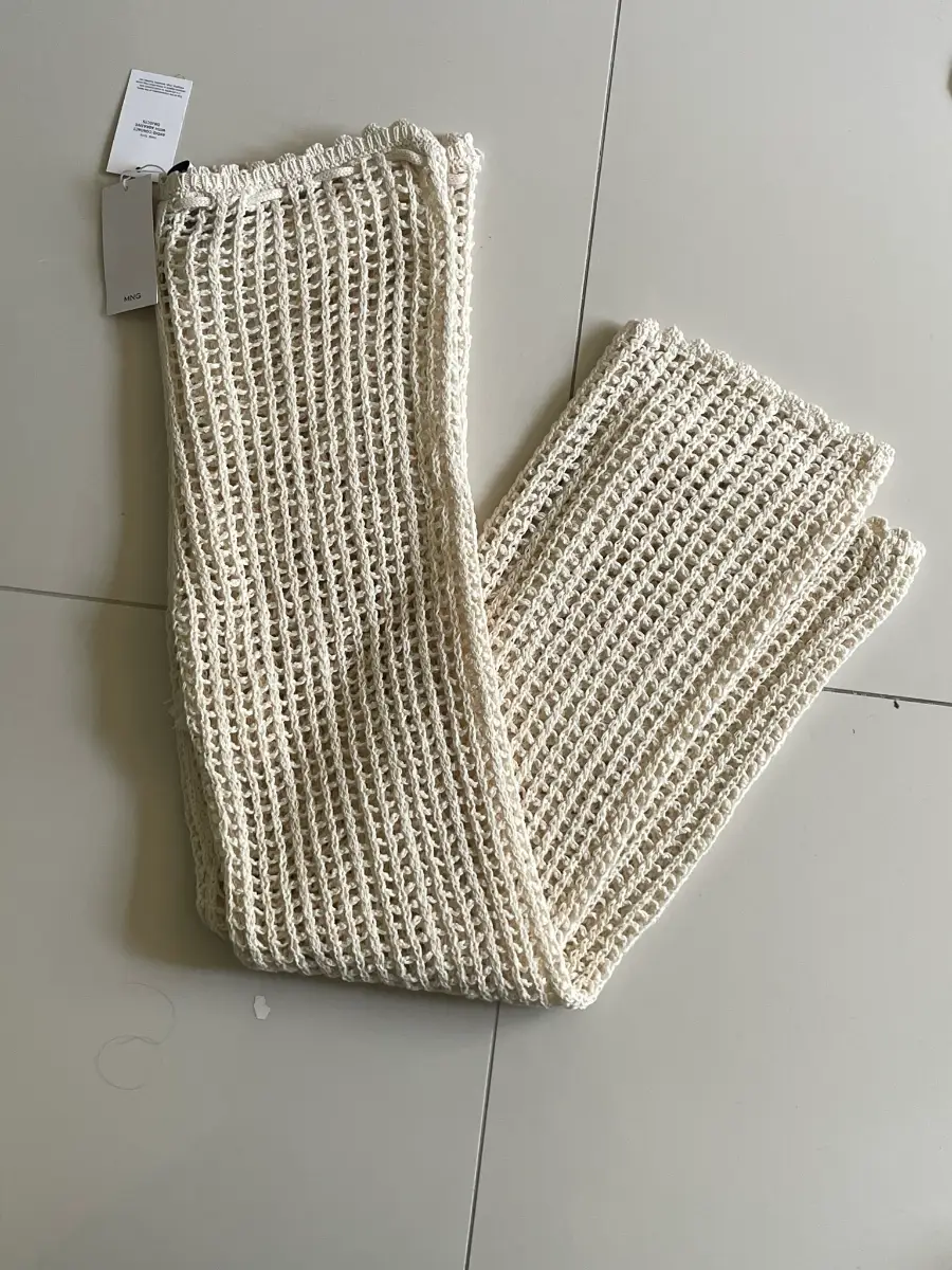 NEW Mango Cream Crochet Beach Cover Up/Trousers Cotton Blend Size L