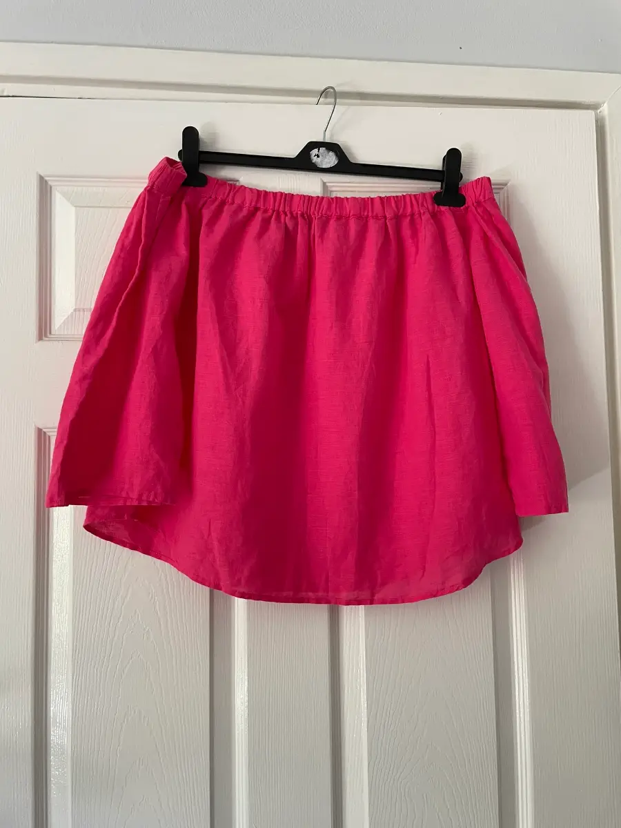 Marks & Spencer Pink 3/4 Sleeve Off the Shoulder Top, Linen Blend, Size 12