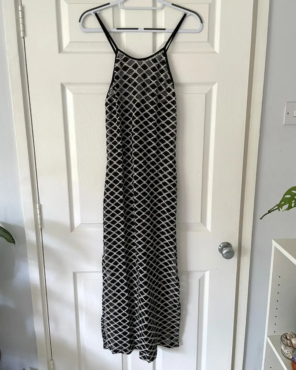 NEW Iisla & Bird Black & Cream Crochet Maxi Beach Cover Up, Cotton Blend, Size 10