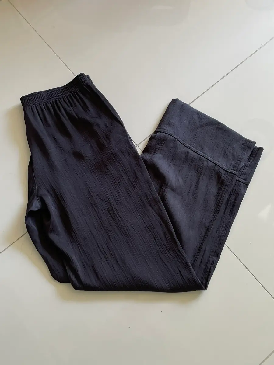 Zara Dark Grey Wide Leg Elastic Waist Trousers, Pockets, Size M