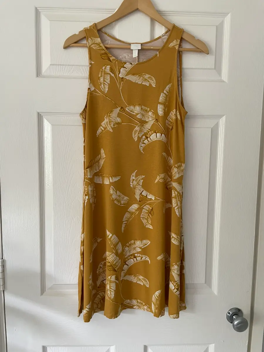 H&M Yellow Floral Swing Mini Dress, Size XS, Summer, Festival