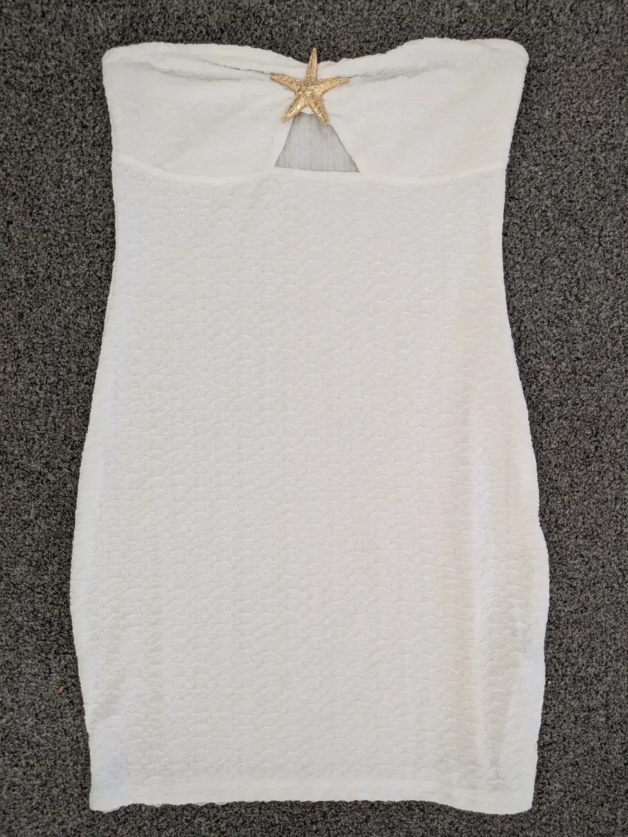 SHEIN White Textured Strapless Starfish Bodycon Dress Size M