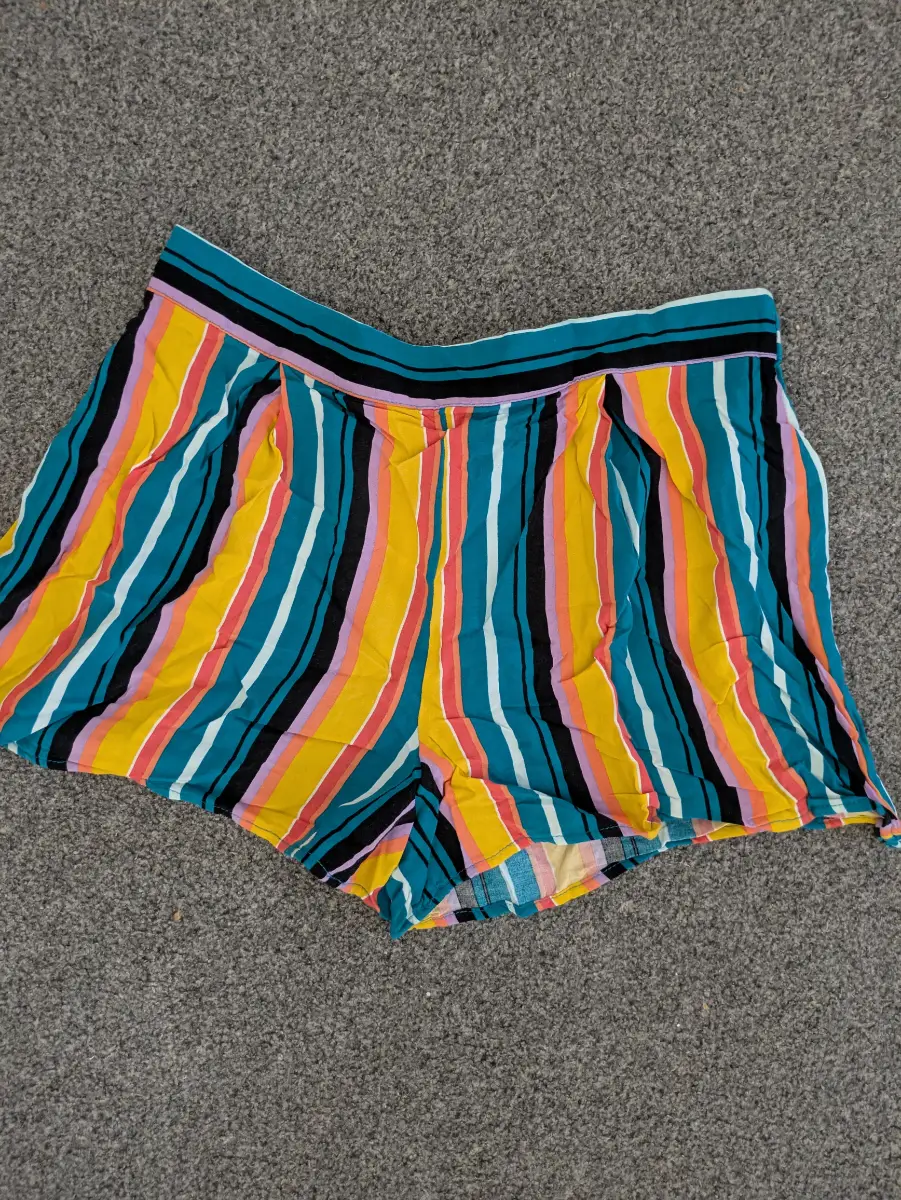 Papaya Matalan Multicoloured Striped Summer Beach Shorts Size UK 12