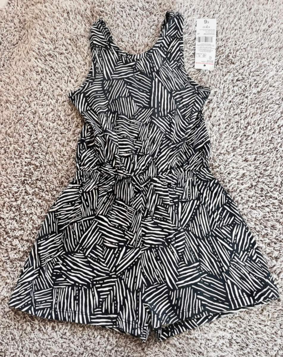 Girls Black & White Playsuit Age 6-7 Years BNWT