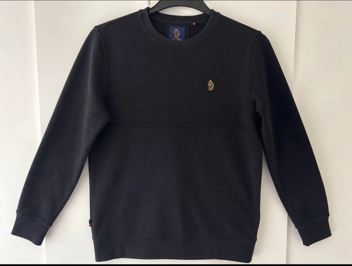 Luke 1977 Black Crew Neck Sweatshirt Jumper Size age 14/15 Excellent Condition