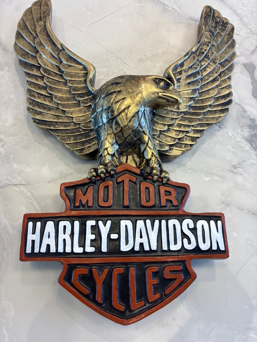 Motorcycle sign Harley Davidson molded wall men cave art deco piece