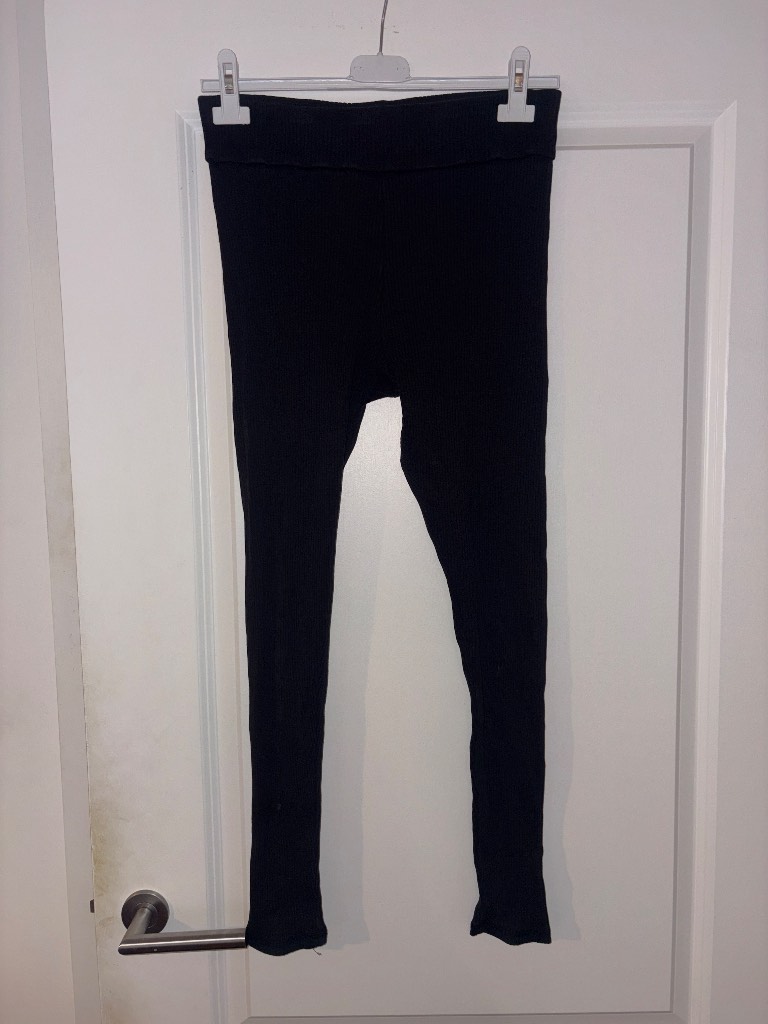 H&M Divided Black High Waist Ribbed Leggings Size Large