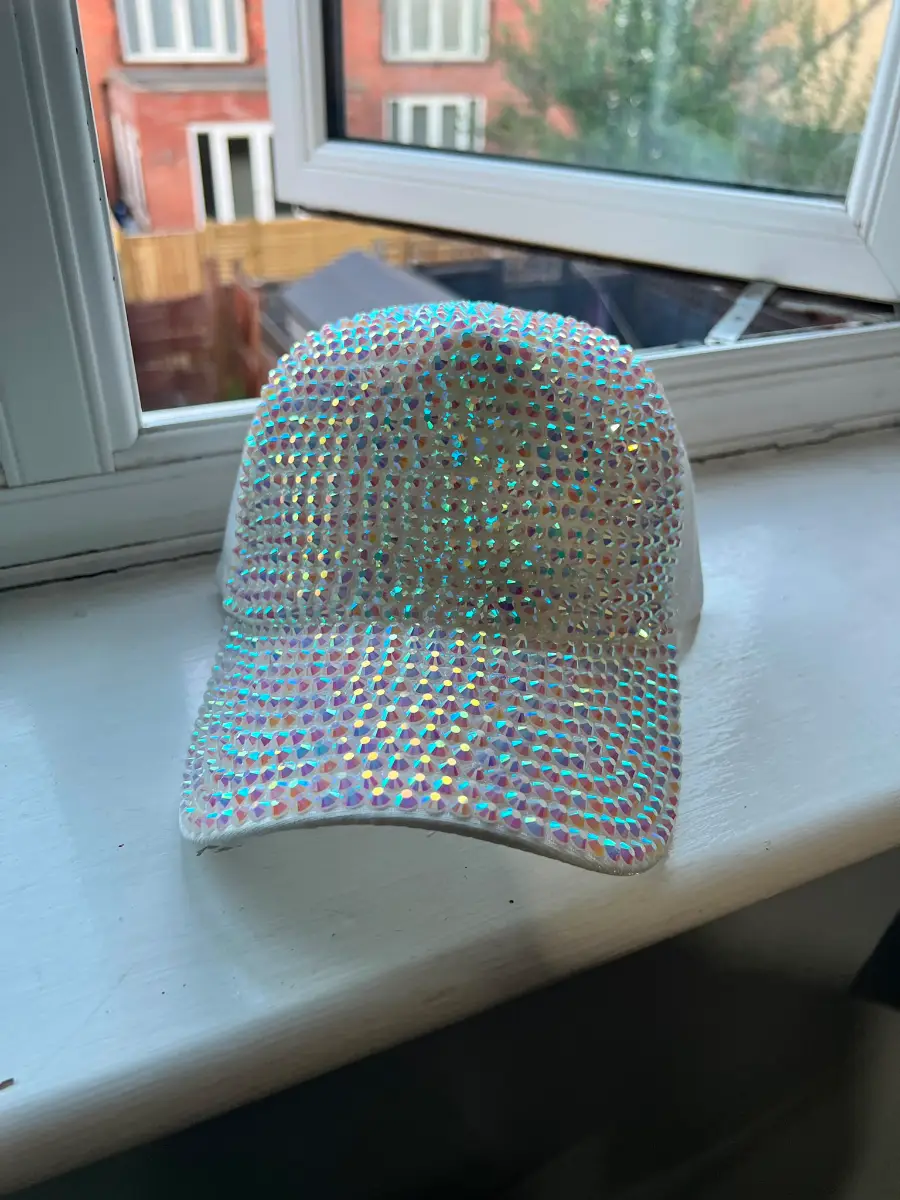 White Crystal Rhinestone Baseball Cap