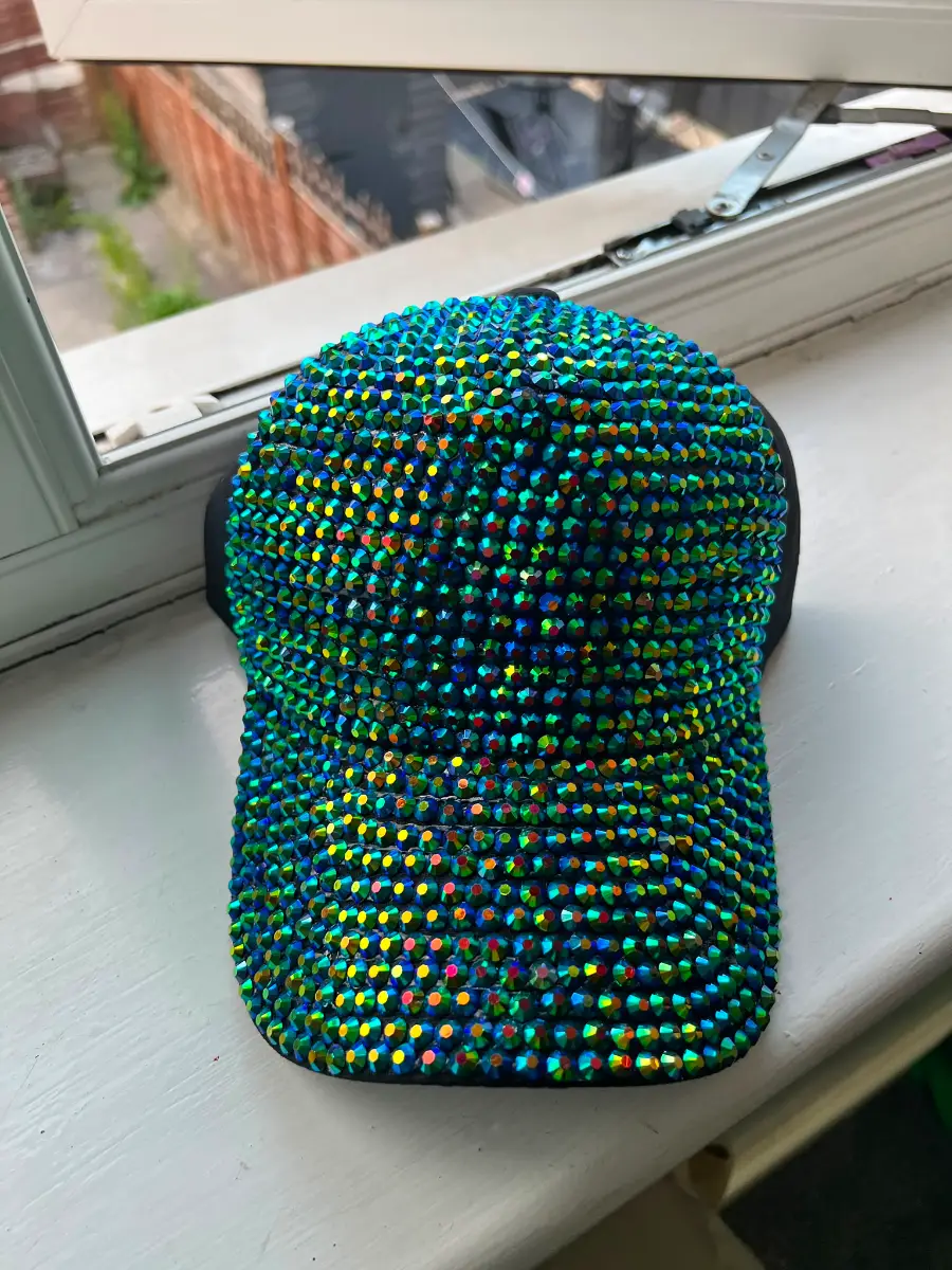 Green Sparkly Rhinestone Cap