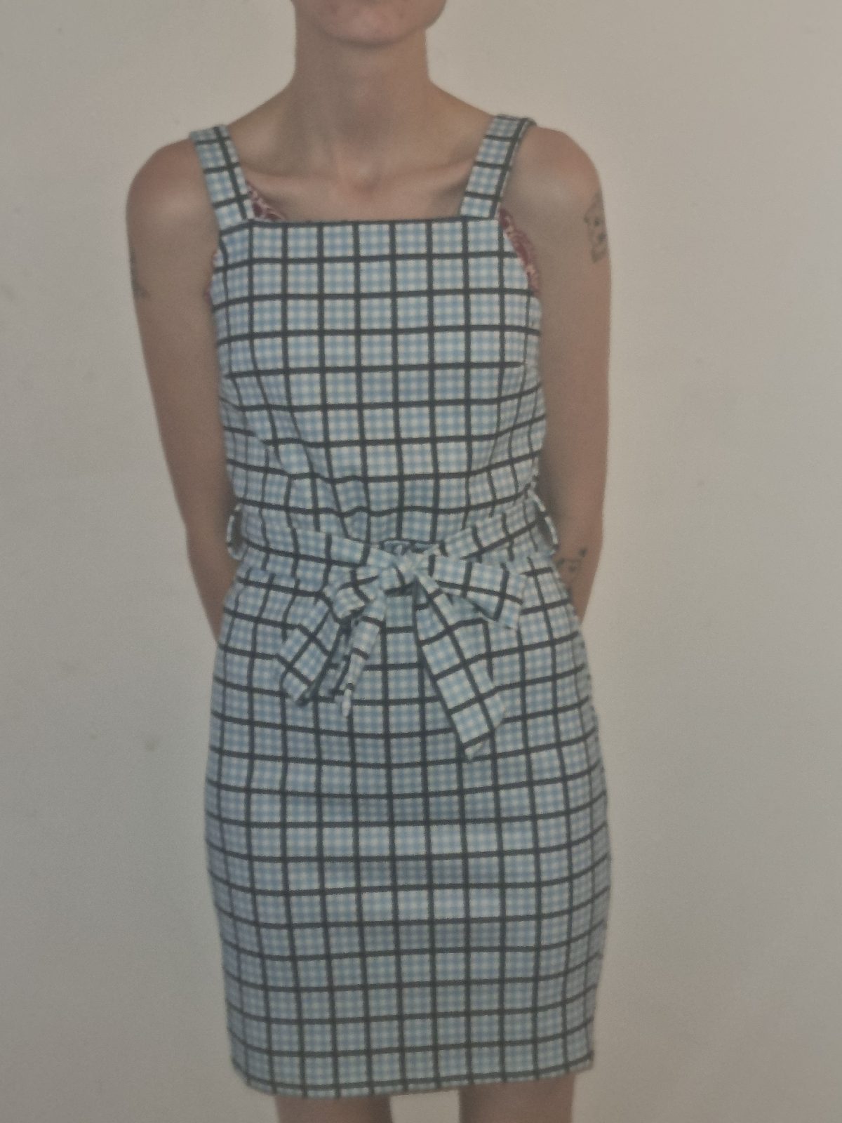 Blue check pinny dress