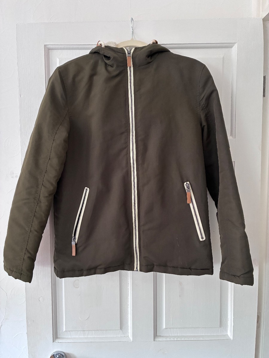 Brave Soul Men's 'Skagen' Padded Hooded Jacket – Khaki Green, Size XS