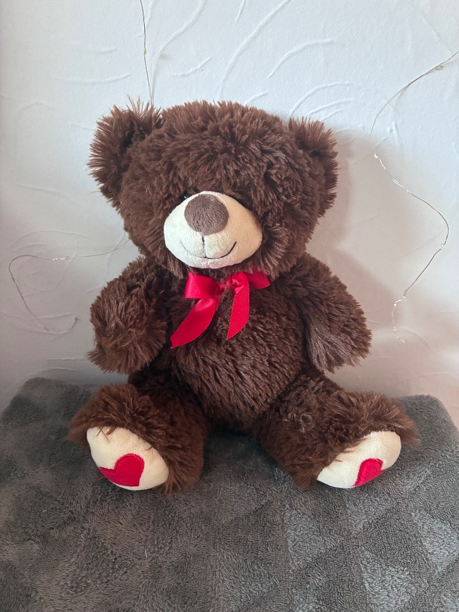 Asda George Brown Teddy Bear Red Bow Valentine Heart Feet Plush Soft Toy Cuddly