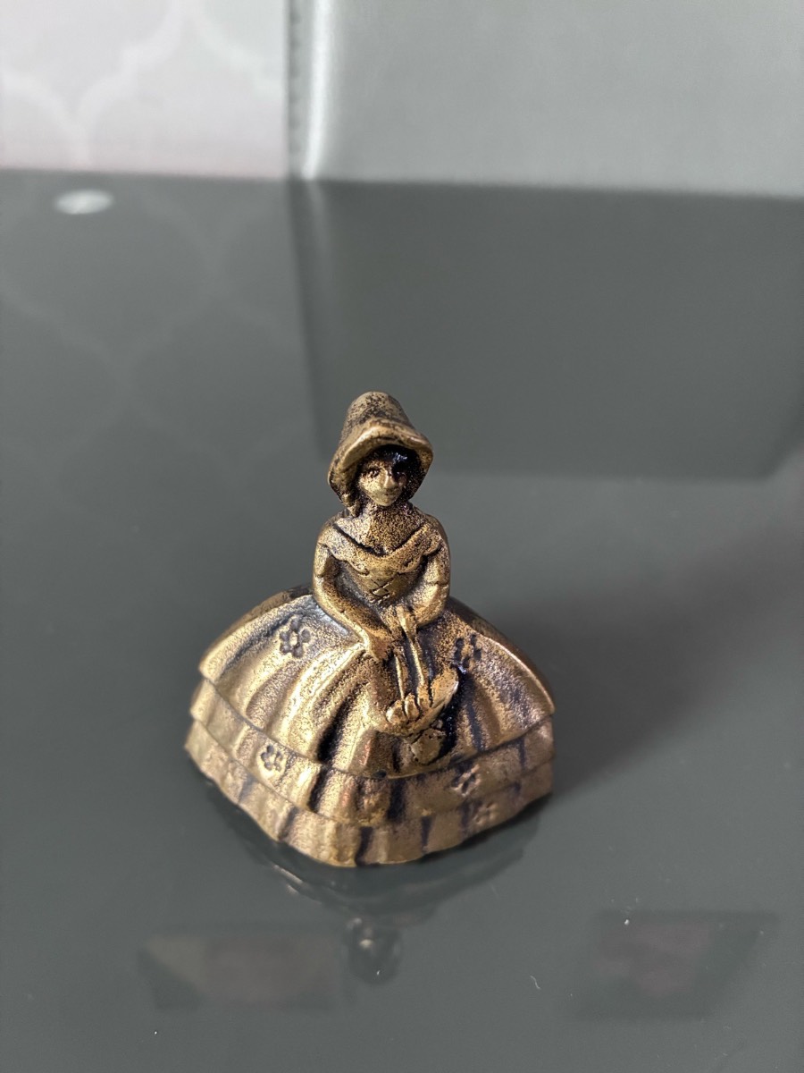 Vintage Brass Crinoline Lady Bell - Victorian Style Figurine