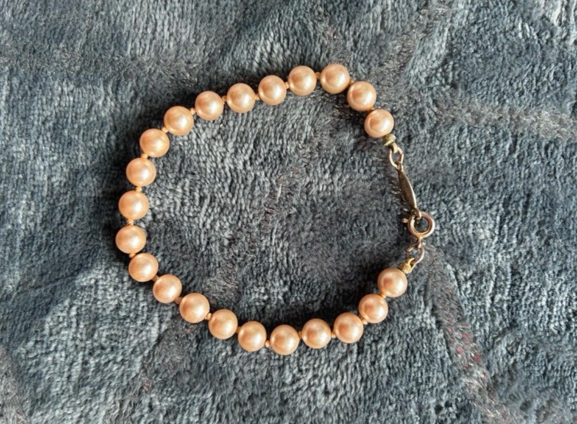 Napier Faux Pearl Vintage Bracelet Goldtone