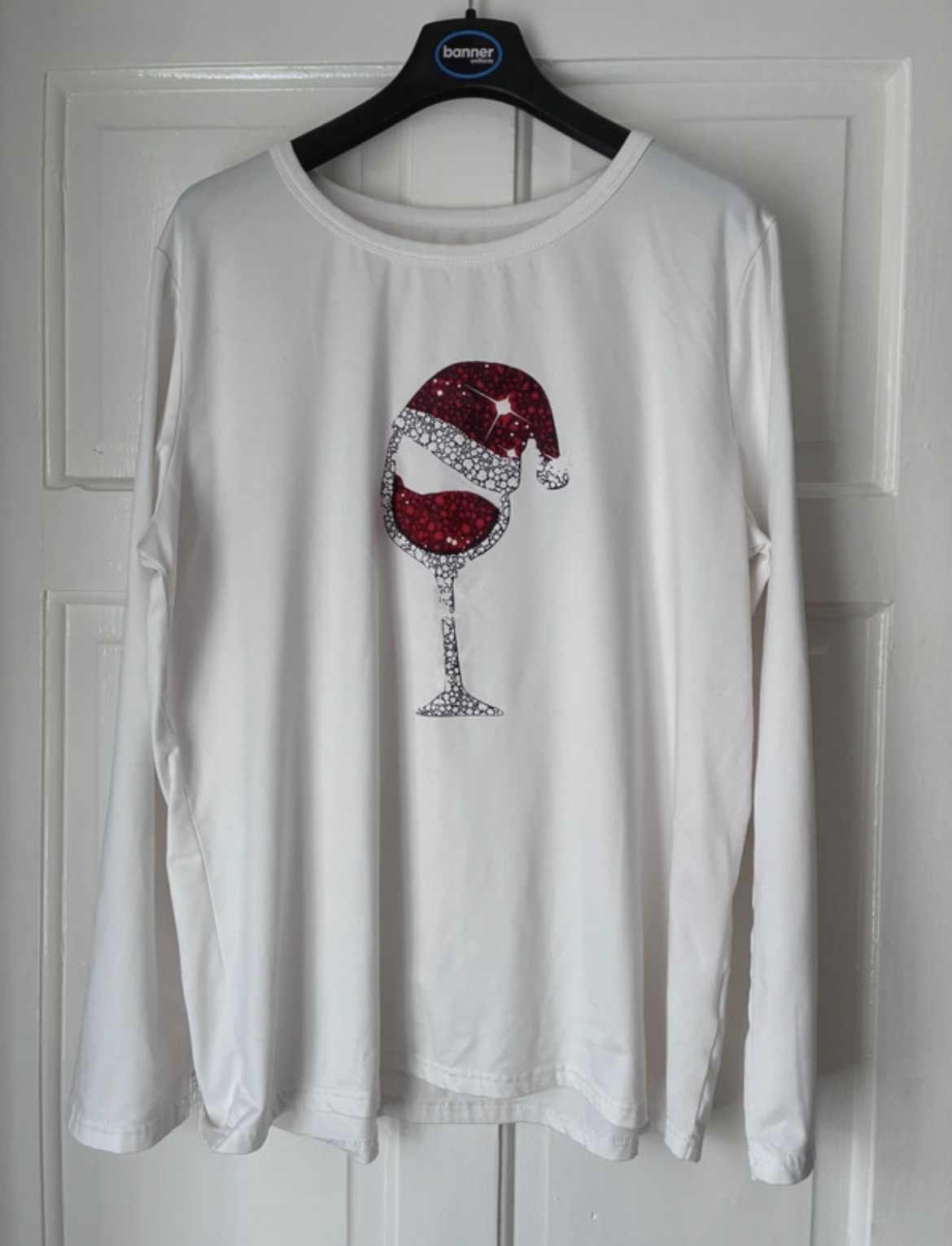 Women's Long Sleeved White Christmas Top Size XL