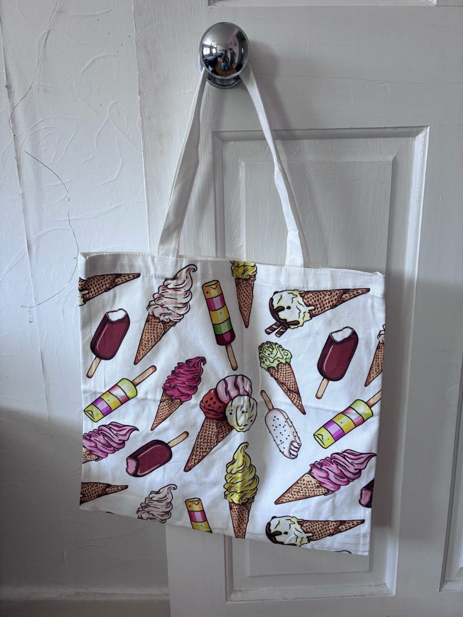 Ice Cream Print Canvas Tote Bag – Fun Summer Shopper