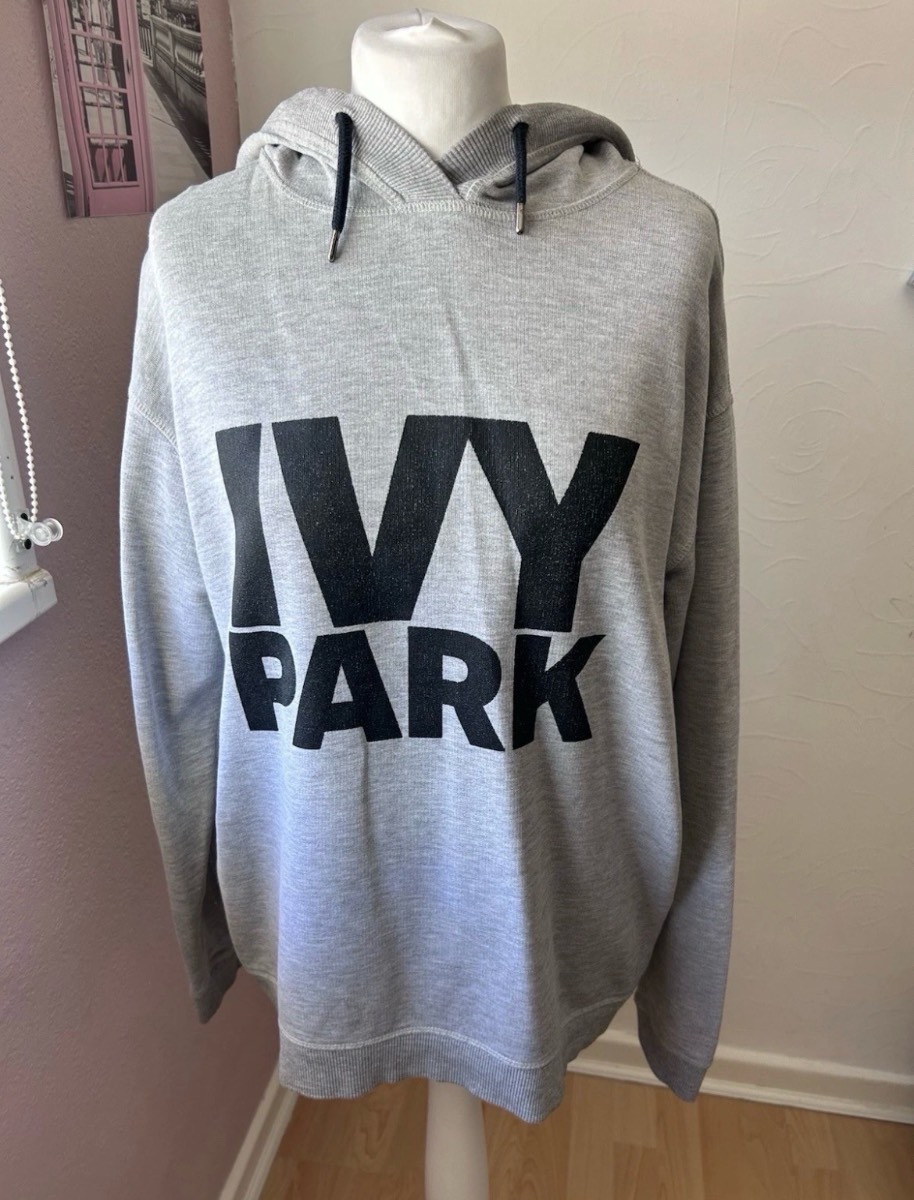 Ivy Park Women's Grey And BlackGym Hoodie Size S