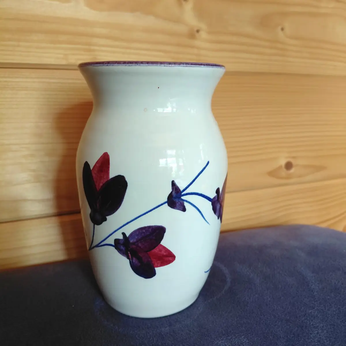 Rustic cottagecore stoneware vase — purple & mauve glaze — Iden Pottery, Rye