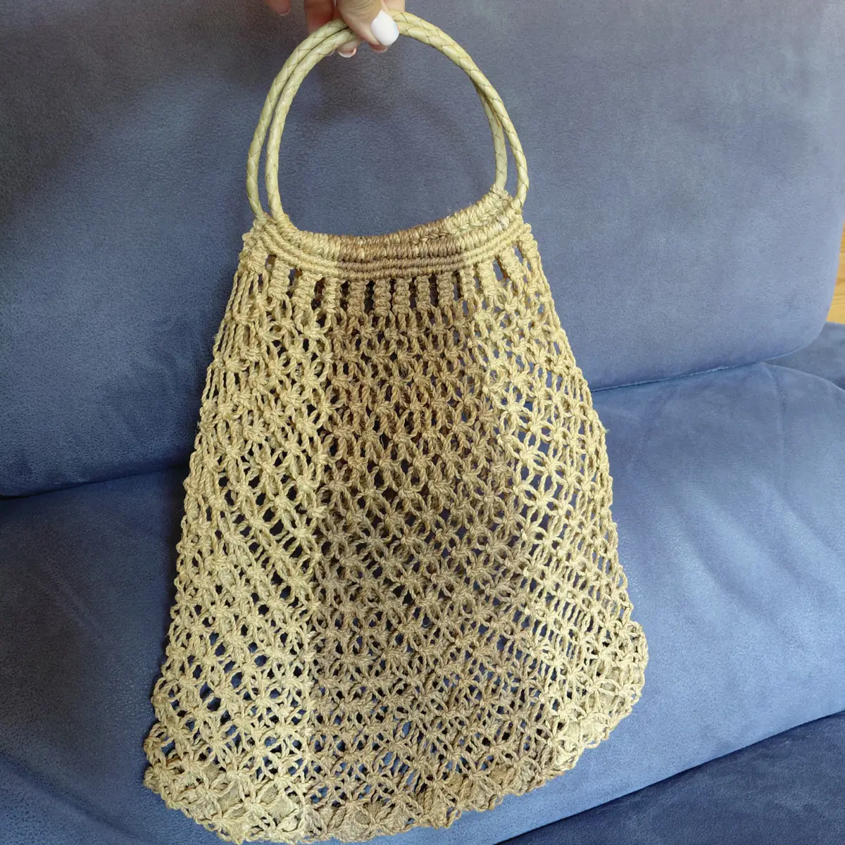 Vintage Raffia‑Handle Net Bag – Strong & Lovely Condition
