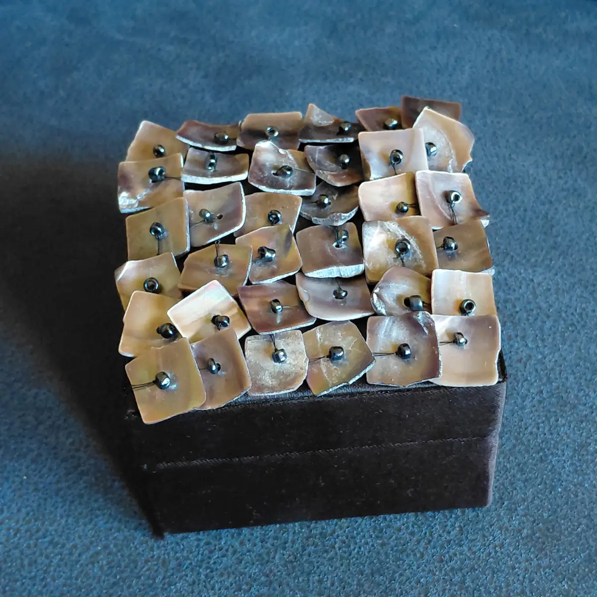 Black Satin Mother‑of‑Pearl Decorative Box