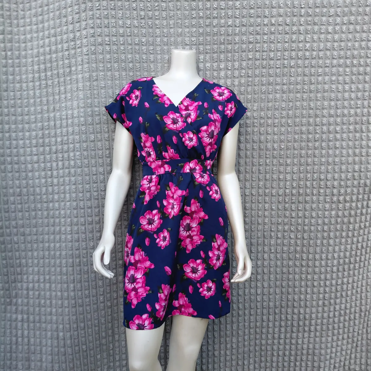 Blue Vanilla Floral Dress – Size 10S – Elasticated Back & Tie Detail