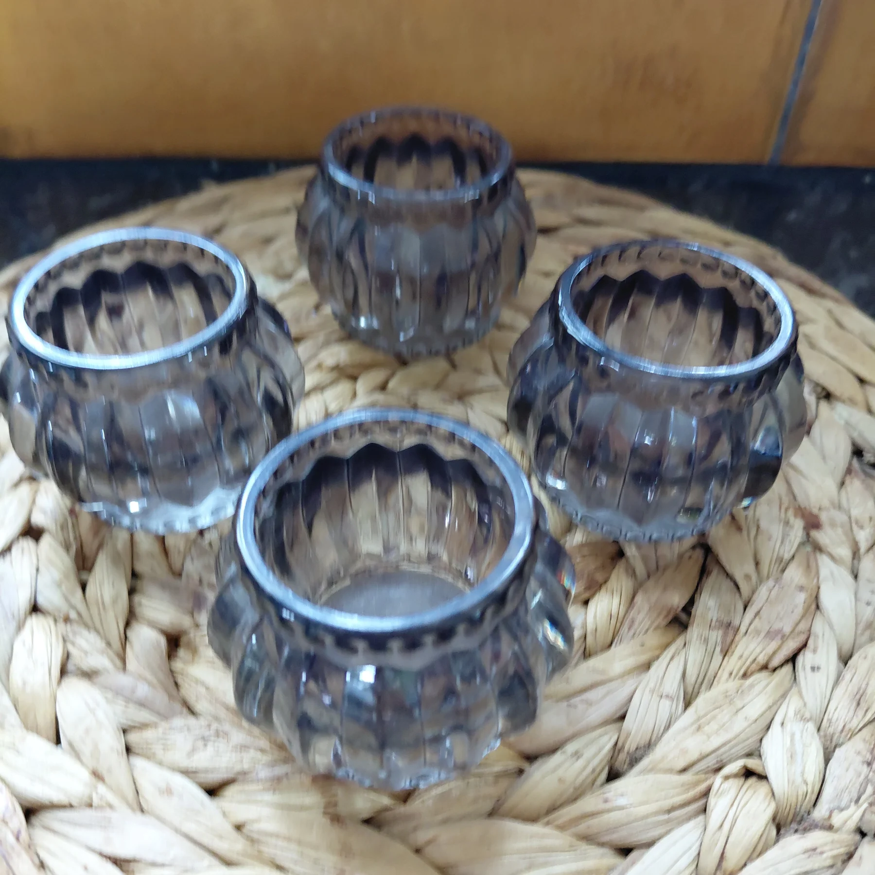 Smoked Glass Tealight Quartet