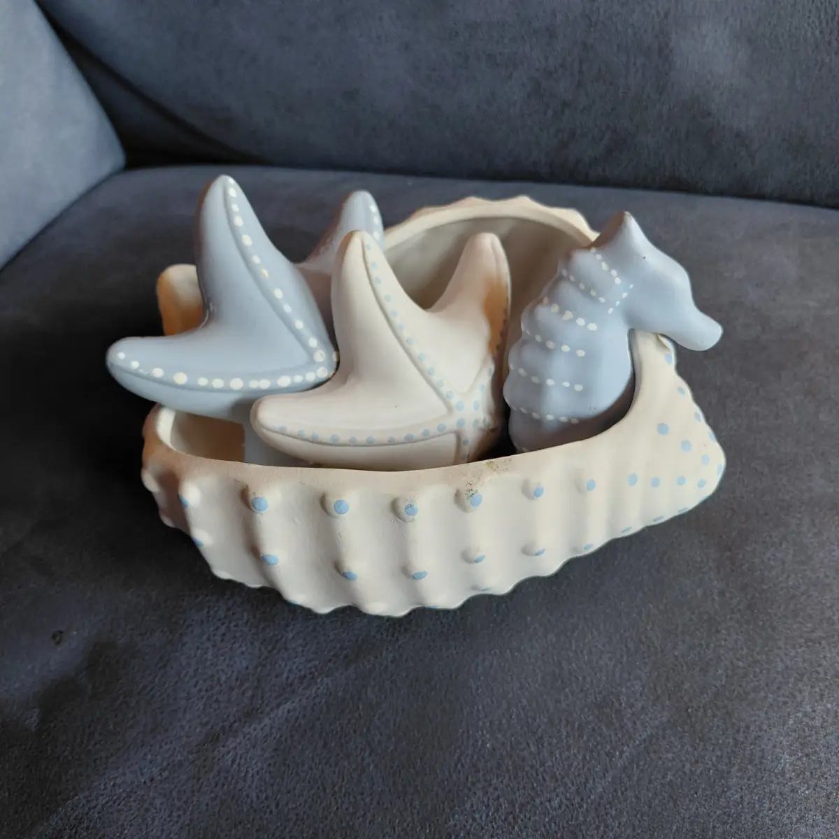 Vintage Woolworths “Seascapes” Ceramic Shell Set – Starfish & Seahorse Details