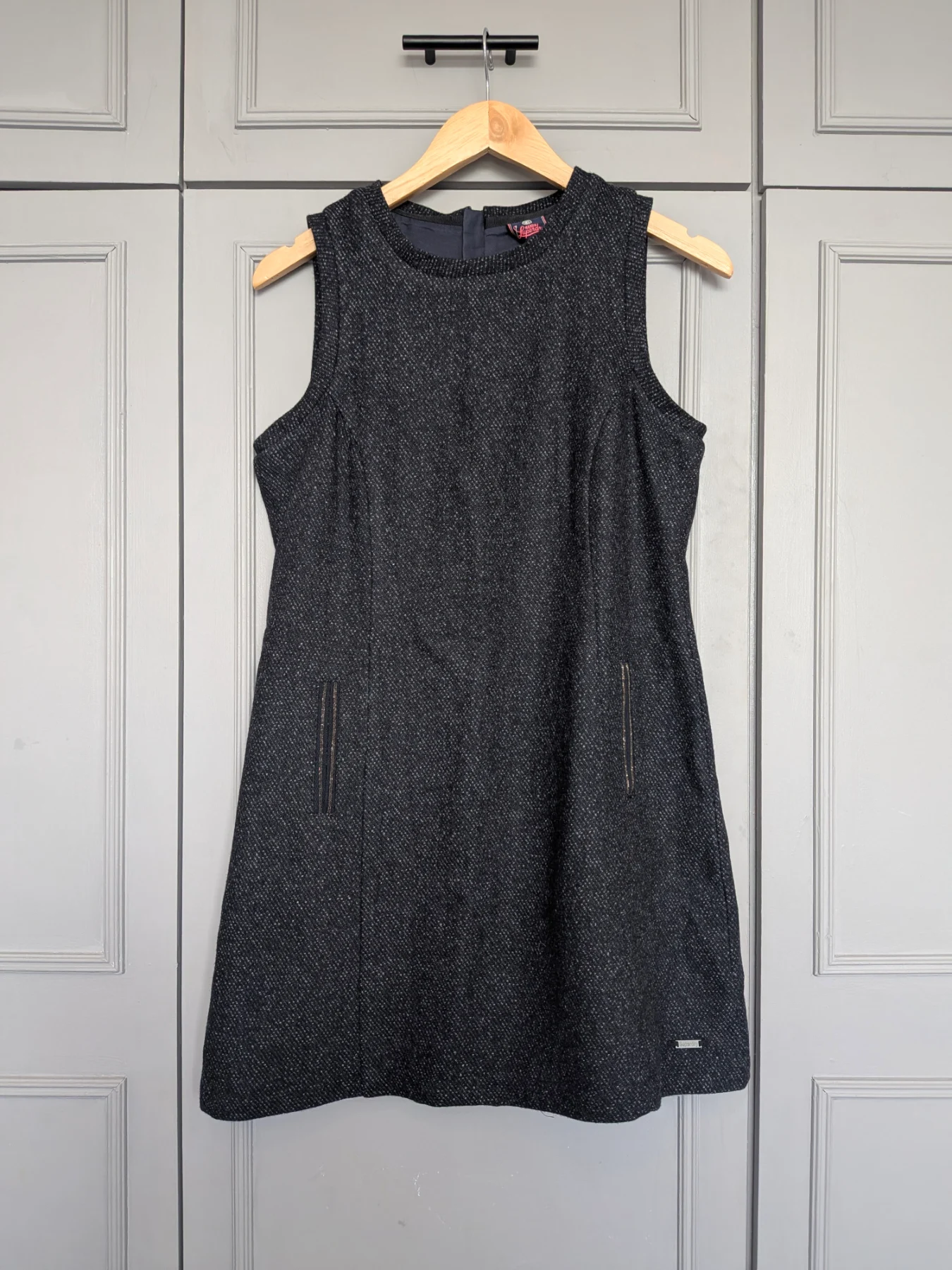 New with Tags Superdry Atelier Tweed Dark Navy Hepburn Tweed Mini Shift Dress - Medium (12)