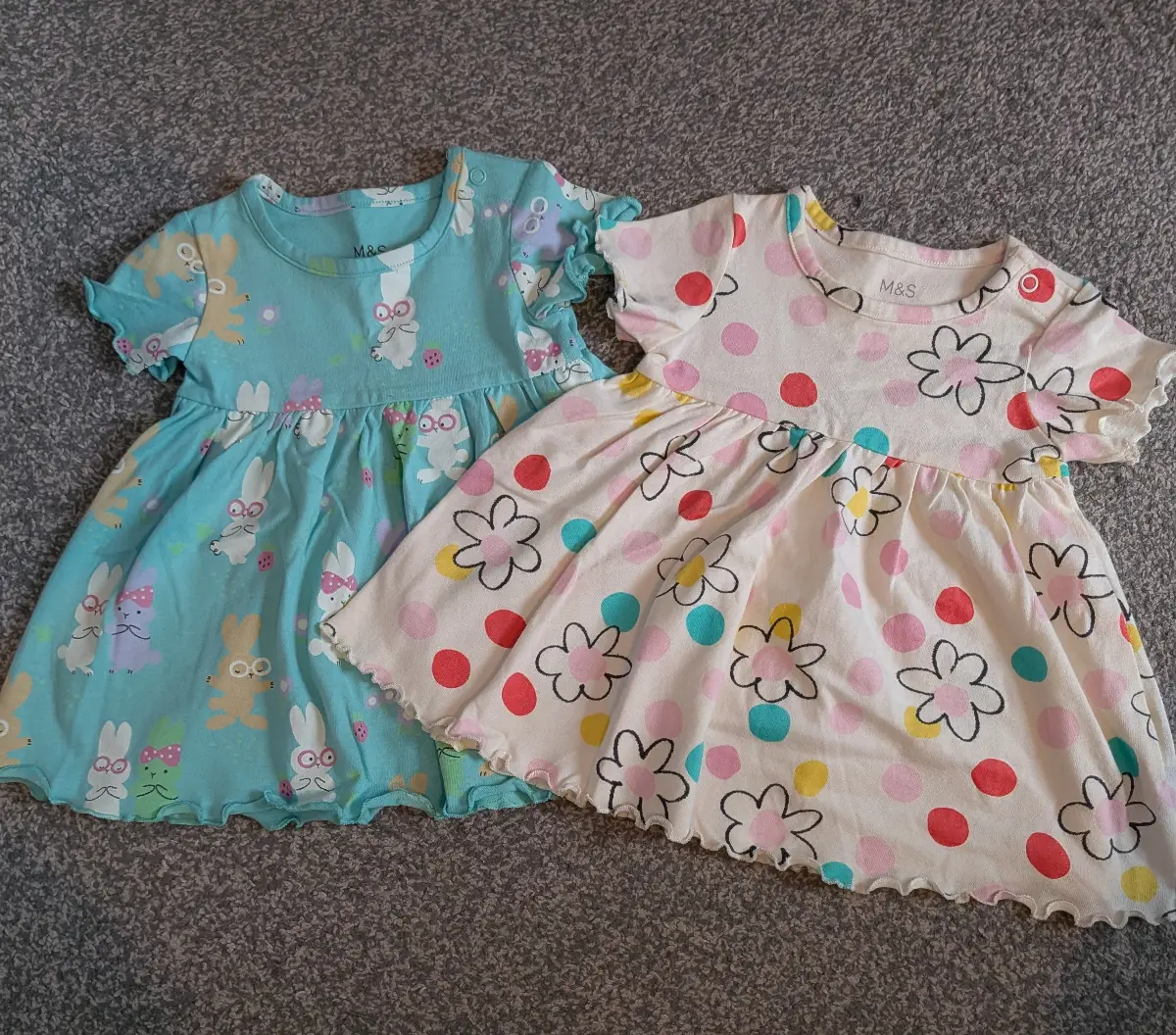 2 x Marks & Spencer Baby Girl Short Sleeved Summer Dresses - Age 3-6 months