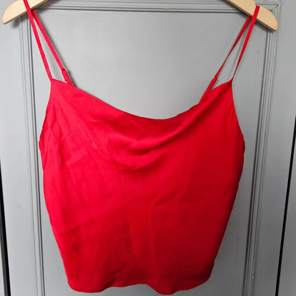 Brand New with Tags Primark Red Spaghetti Strap Cropped Cami Top -Size 12