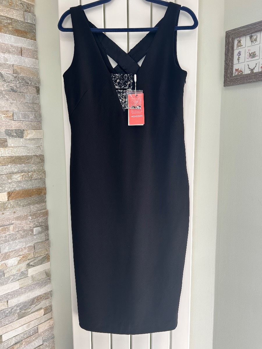 Monsoon black evening dress size 10