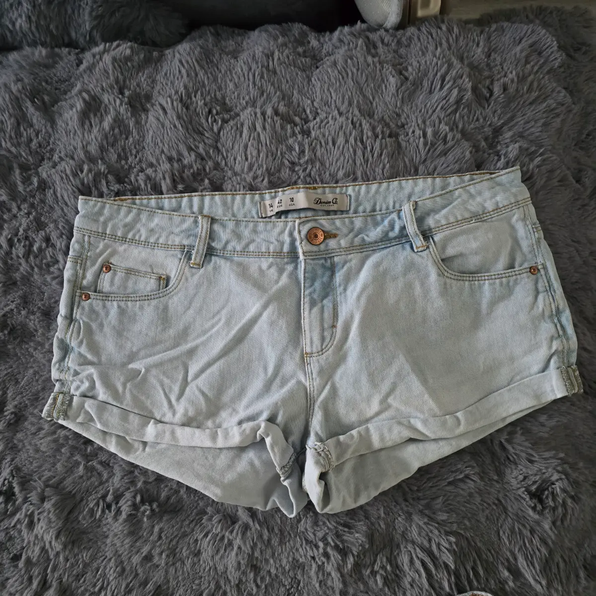 Light Blue Denim Co Mini Shorts / Booty Shorts UK 14